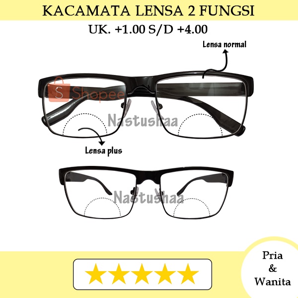 Kacamata Baca Plus (+) 2 Fungsi +1.00 s/d +4.00 Baca dan Jalan Kaca Mata Pria Wanita Kacamata Baca Reading Glasses