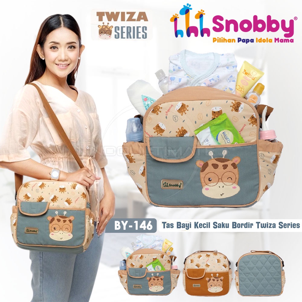 Tas Bayi BY-146 Motif Bordir SNOBBY (Small) Tas Popok Bayi TWIZA SERIES Tas Perlengkapan Bayi Tas Diaper Bayi Diaper Bag Mommy Bag Tas Botol Susu Bayi Tas Popok Bayi