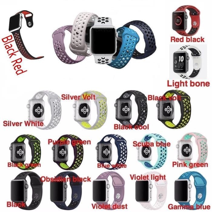 Breathable Strap Watch Tali Jam Tangan Sport Band 2 Color Dua Warna APPLE WATCH NIKE