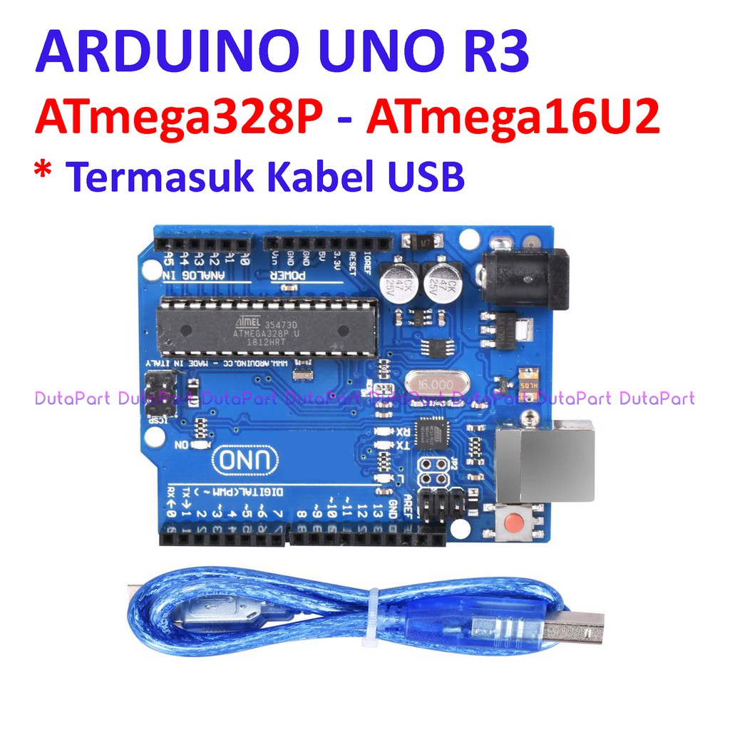 Arduino UNO R3 ATmega328P DIP ATmega 16U2 Compatible Termasuk Kabel