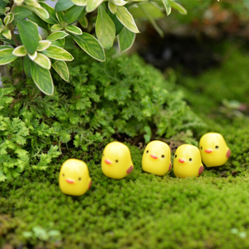 (dreamdreaming.id) 5pcs Miniatur Ayam Kuning Untuk Dekorasi Taman mini / Rumah Boneka / Terrarium DIY