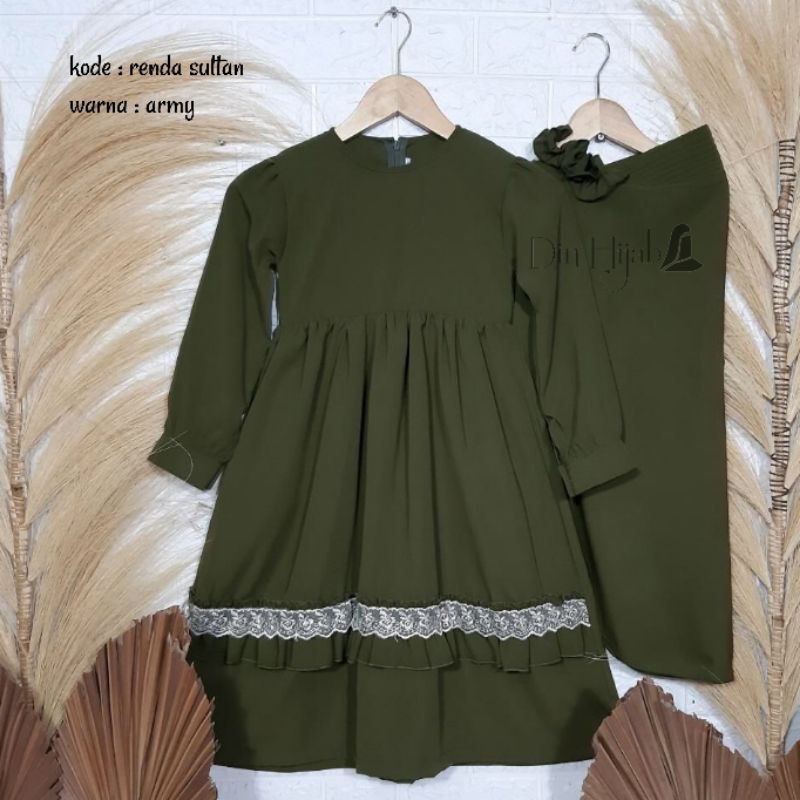 Din Hijab banat renda sultan | gamis anak set kerudung