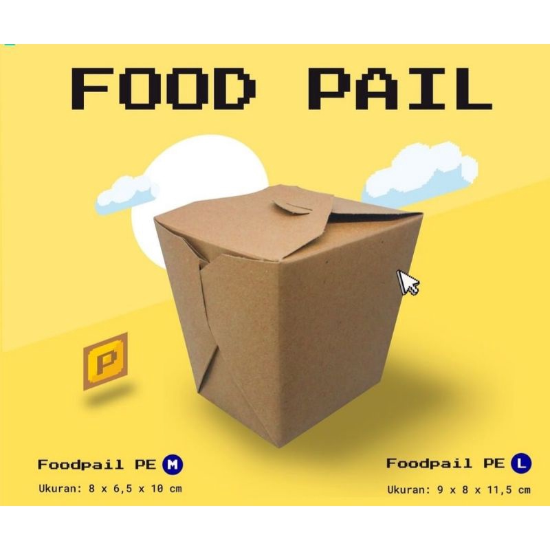 FOOD PAIL / RICE BOX / NOODLE BOX CRAFT PAPER UK M FULL LAMINASI