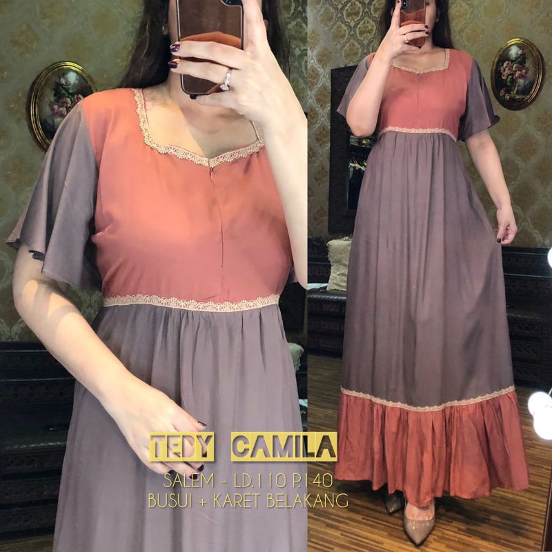 Daster Arab Teby CAMILA Long Dress Rayon Two tone Best Seller