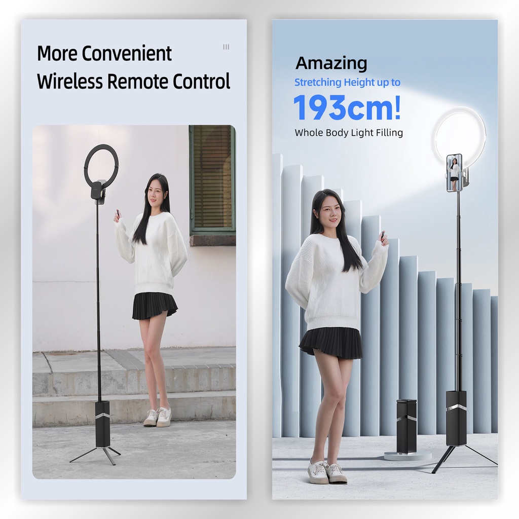 USAMS ZB250 Multifungsi Folding Live Show LED Ring Light With Tripod Height 1.93 (Max)