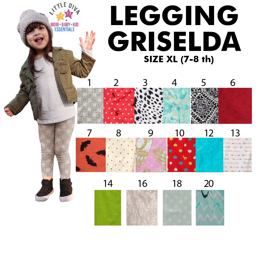 Legging Anak GRISELDA Size XL (7 - 8 th) Leging anak cewe lejing anak perempuan katun kaos bayi gg