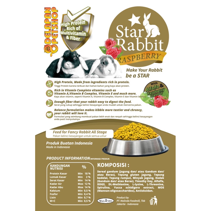 Star Rabbit 1 Kg All Stage / Premium Rabbit Food / Pakan Pelet Kelinci