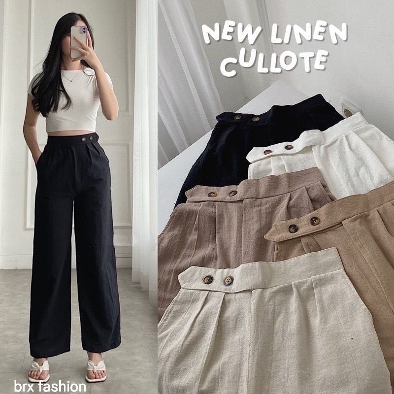 celana panjang wanita//celana panjang kulot//kulot linen peremium