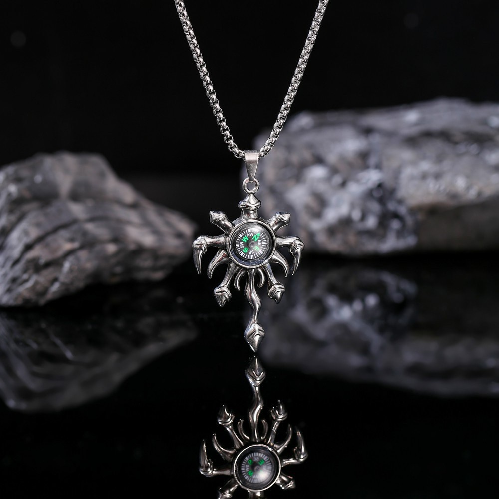 Kalung Pria Korean Style Titanium Anti Karat Punk Hip Hop Silver Titanium Steel Man Simple Ins L23