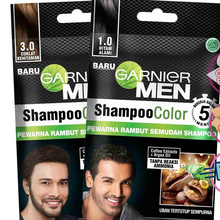 Jual GARNIER MEN SHAMPOO COLOR COKLAT KEHITAMAN/HITAM ALAMI 10ml+10ml