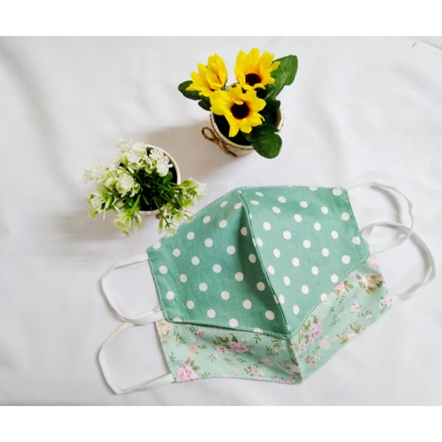 Masker kain katun 2 lapis hijab/non hijab