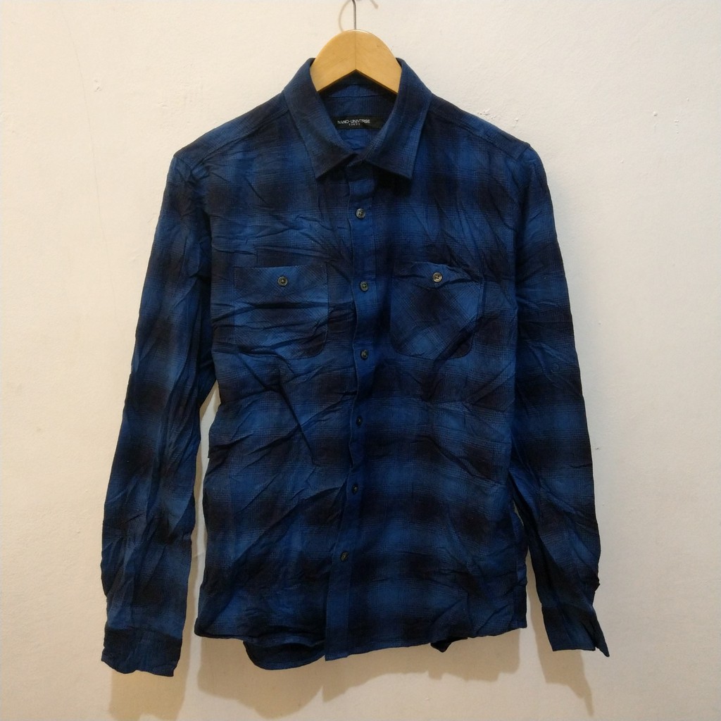 Original Nano Universe Tokyo Size M Made In China Kemeja Flanel Japan Slim Fit Shopee Indonesia