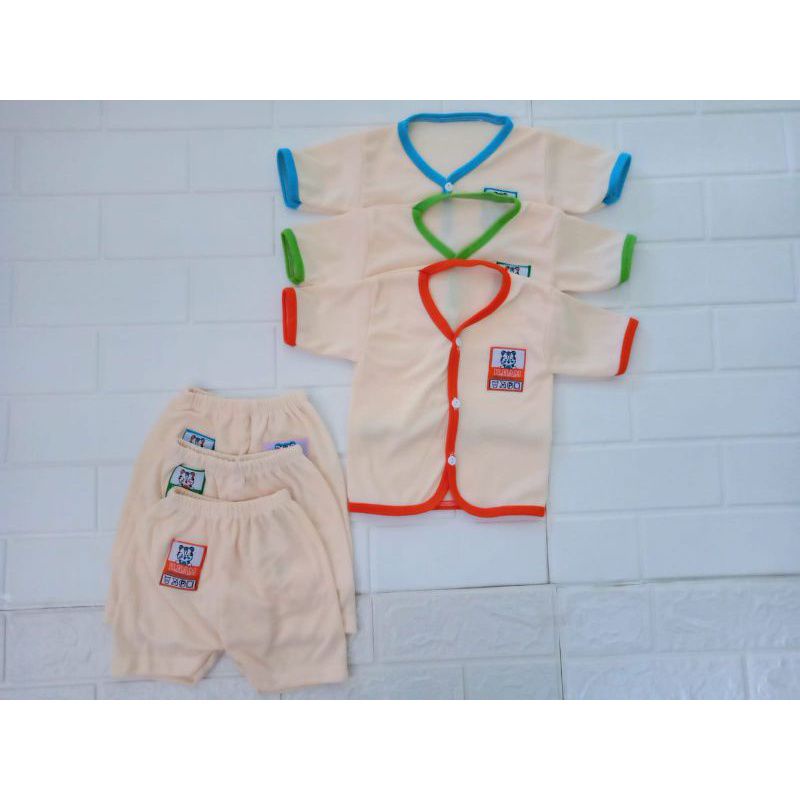 BEST SELLER 18 PCS Paket Hemat Baju Bayi Motif Polos Cream Kualitas Super Terlaris