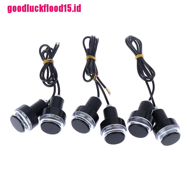 (LUCKID) 2pcs / Pasang Lampu Sein LED Universal Untuk Ujung Stang Motor