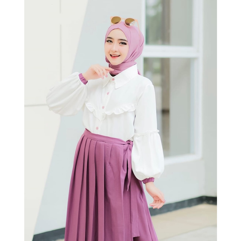 SET ROK CELANA KULOT NIKITA ANNUR AMBER KOREA STYLE KEMEJA TIFANI TWILL SET KERJA HITAM PUTIH TERBARU MIX WARNA PASTEL LUCU TREND TERKINI baju kerja wanita