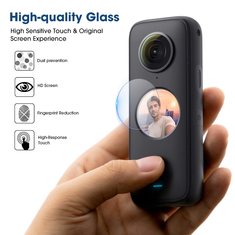 Pelindung Layar Tempered Glass 9H 2.5D Transparan Anti Gores Untuk Insta360 ONE X2