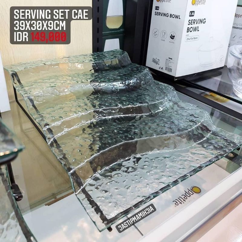 SERVING GLASS TRAY CAE - TEMPAT CUPCAKE - TEMPAT KUE - DEKORASI CATERING
