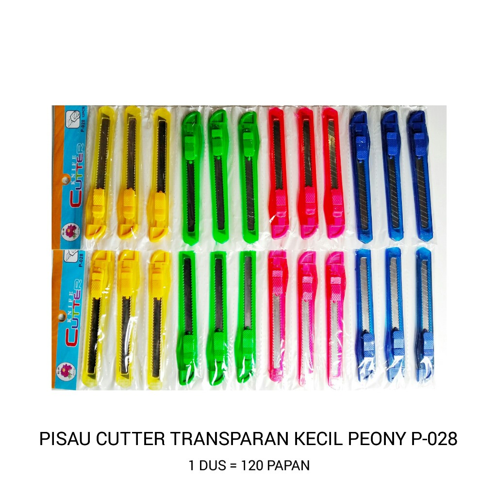 

Pisau Cutter Transparan Kecil Peony P-028/Pisau Cutter Transparan