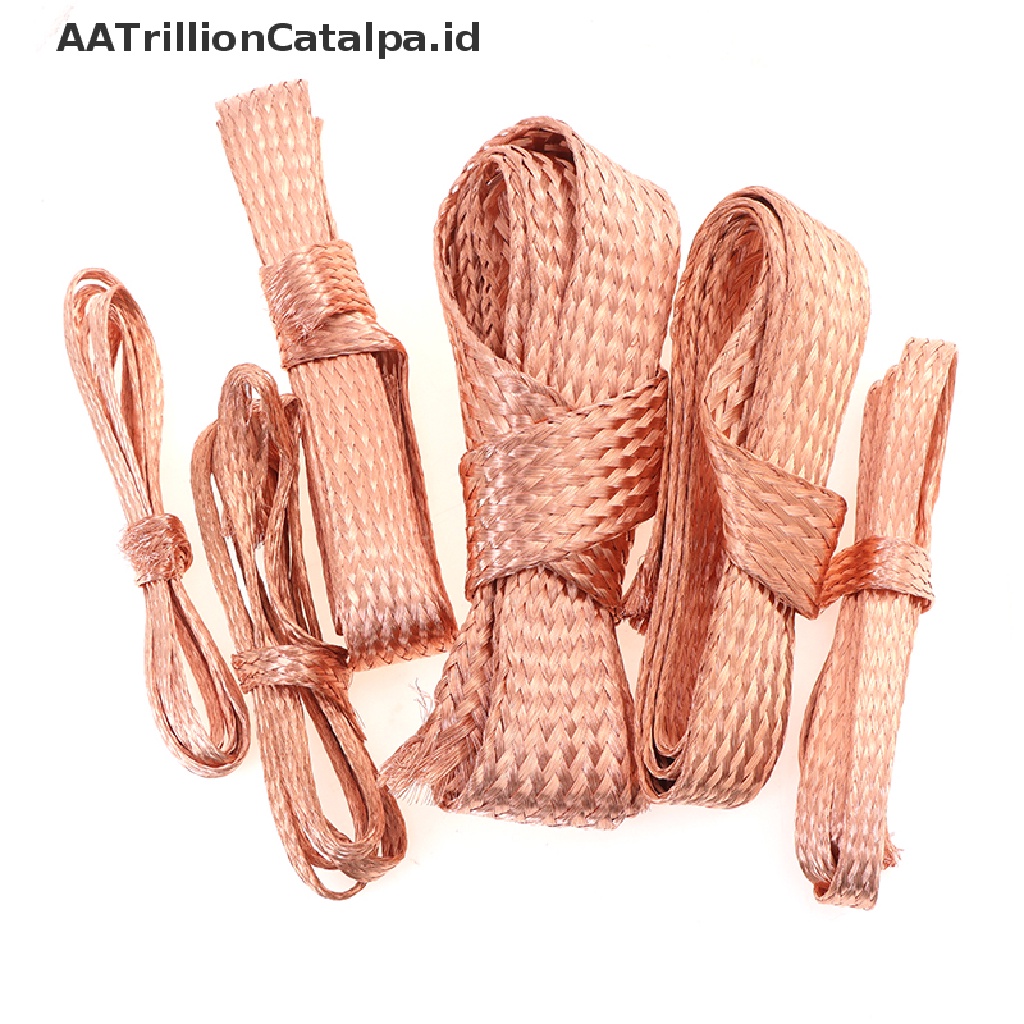 【AATrillionCatalpa】 1m Flat Pure Copper Braid Cable Bare Copper Braid Wire Ground Lead ID