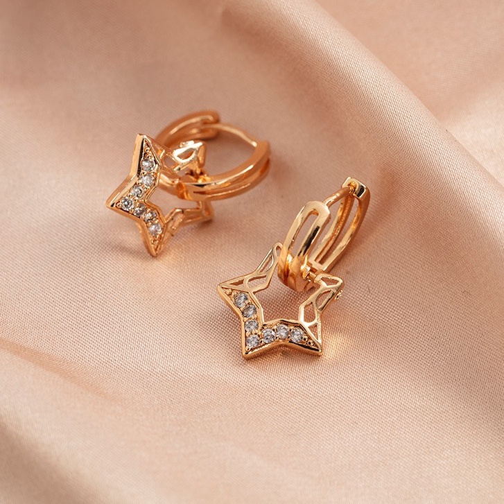 [AXIER PROMO]-Anting Drop Xuping Lapis Emas Zirkon Hias Untuk Remaja Perempuan Dan Wanita-A-355