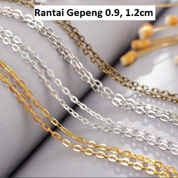 Rantai Miring, Gepeng Kalungan 50cm &amp; 60cm Harga/100 Kalung