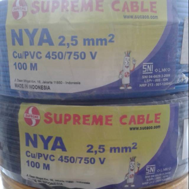 Kabel Listrik Supreme NYA Tunggal 2.5mm 100 meter
