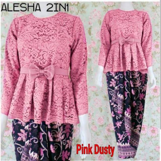 Alesha set kebaya modern  brokat + rok lilit batik
