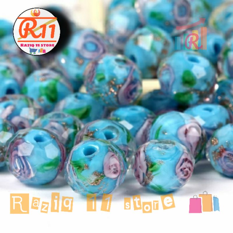 Bahan Craft Manik Manik Gelang Batu Kristal Bunga Murano