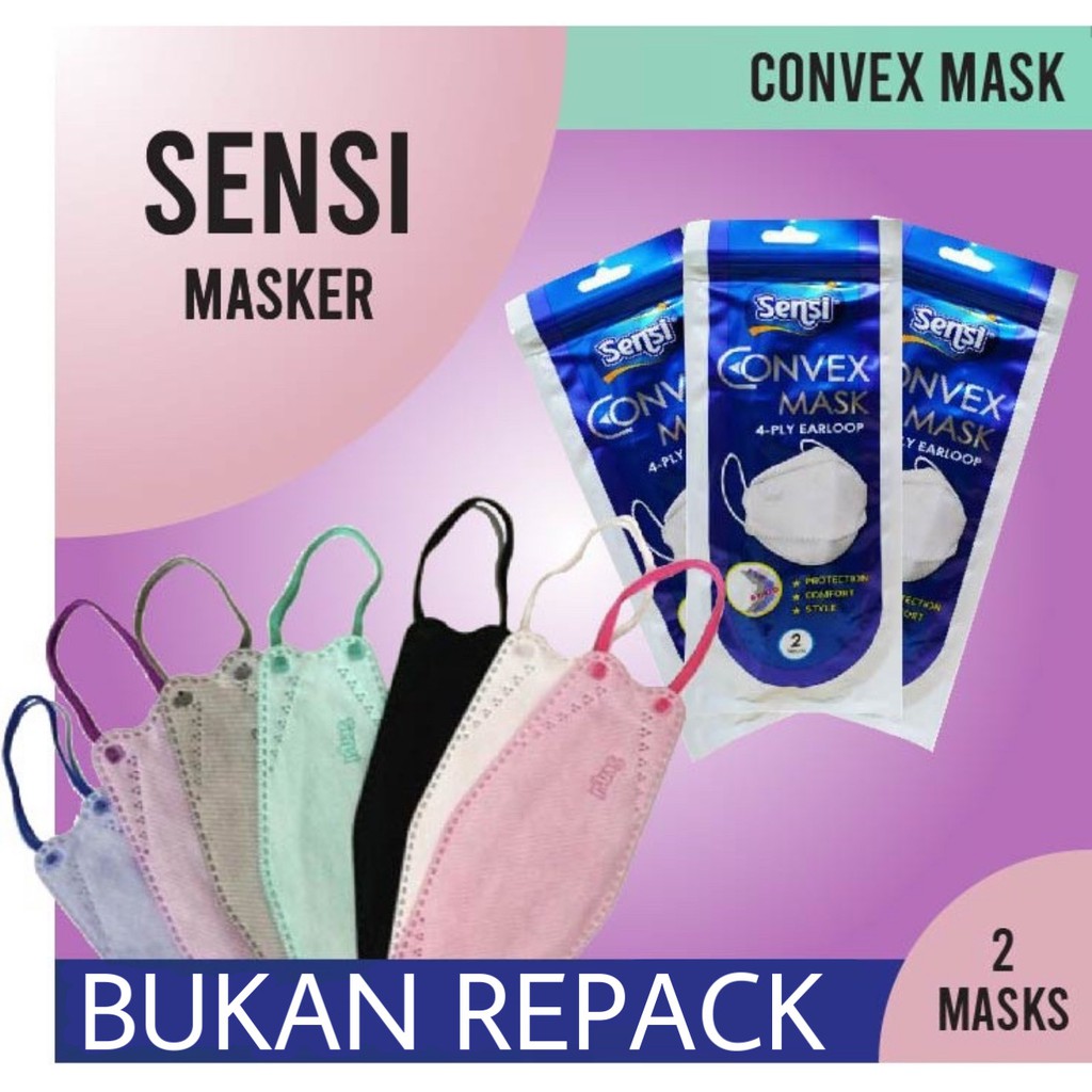 SENSI CONVEX MASK 4PLY  SACHET / MASKER SENSI CONVEX ISI 2 ORIGINAL SEGEL DARI PABRIK (BUKAN REPACK)