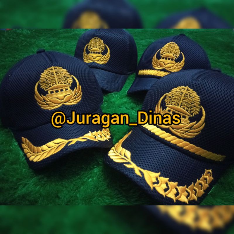 TOPI KORPRI PNS BIRU DONGKER BAHAN JARING DOBEL MESS