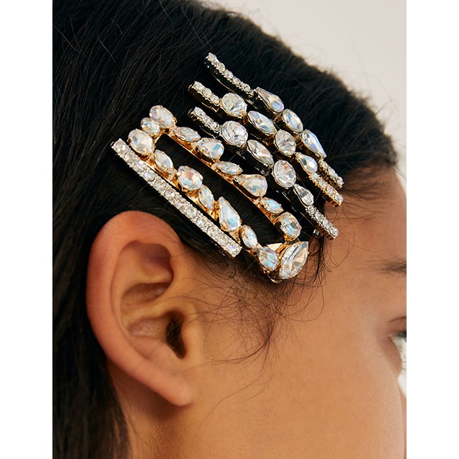 LRC Jepit Rambut Fashion Color Acrylic Diamond Hair Clip 5 Piece Set F63275