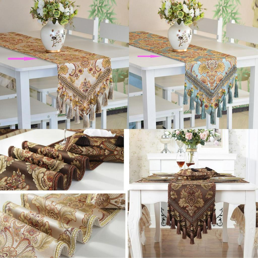 European Table Runner / Taplak Meja Tamu Tebal Bordir Timbul Meja Makan Buffet Premium Elegant Panja