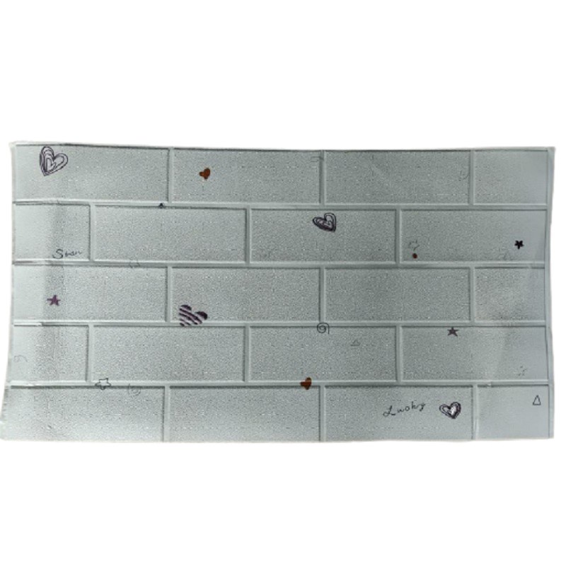 FAYES Wallpaper Dinding Foam 3D 70 x 39 CM Motif Unik Waterproof / walpaper dinding U96 / U137 / U138 / U139-U139 BATA LOVE WHITE