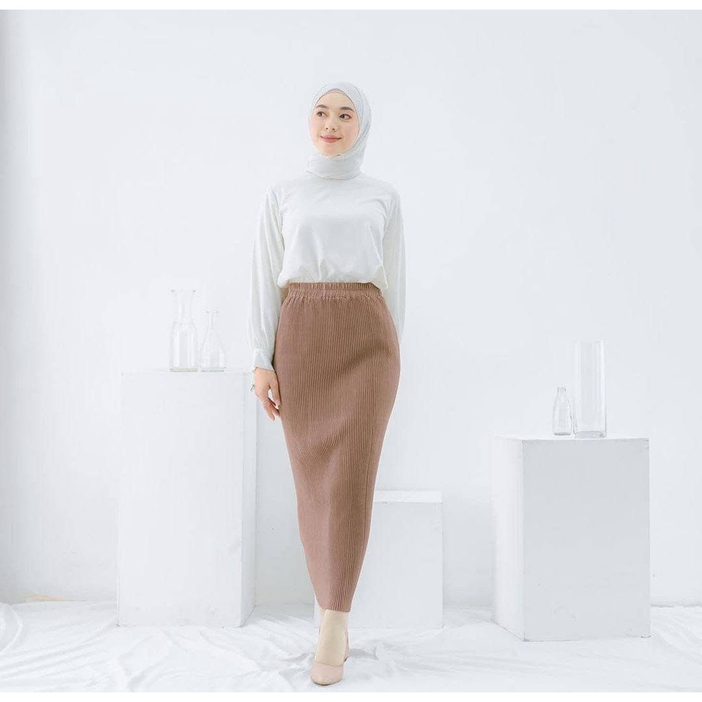 (FASHION_WANITA) ROK PLISKET LIDI MODEL SPAN PENCIL/ROK SPAN PANJANG PLISKET LIDI