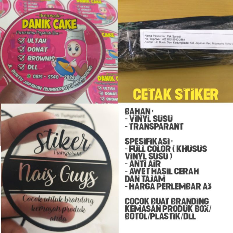 

stiker Label Produk A3 print + cutting