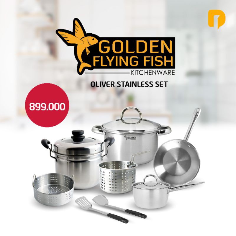 Panci Set Golden Flying Fish Oliver Stainless Set