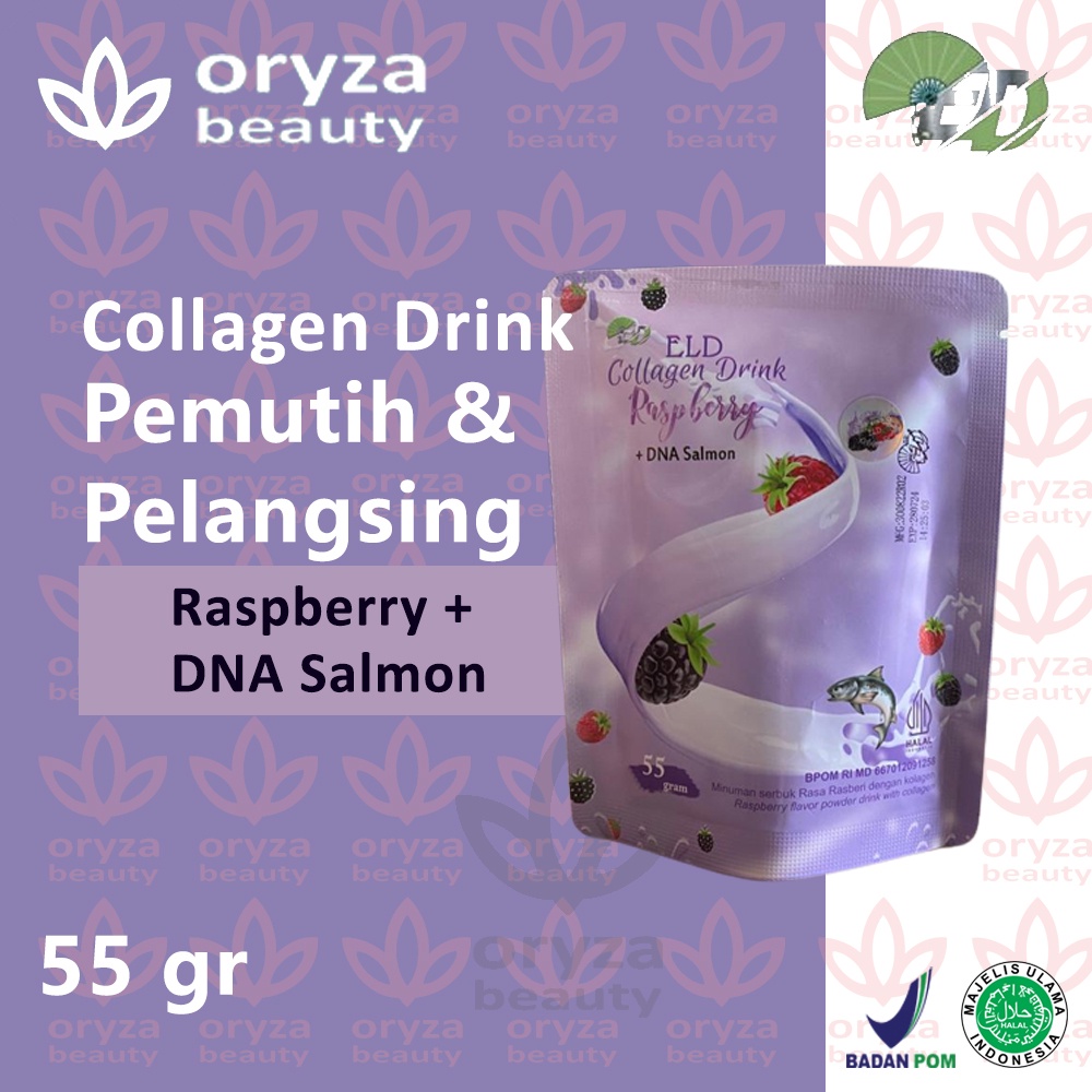 ELD Collagen Drink Raspberry DNA Salmon Minuman Collagen Pemutih Badan dan Pelangsing 55gr