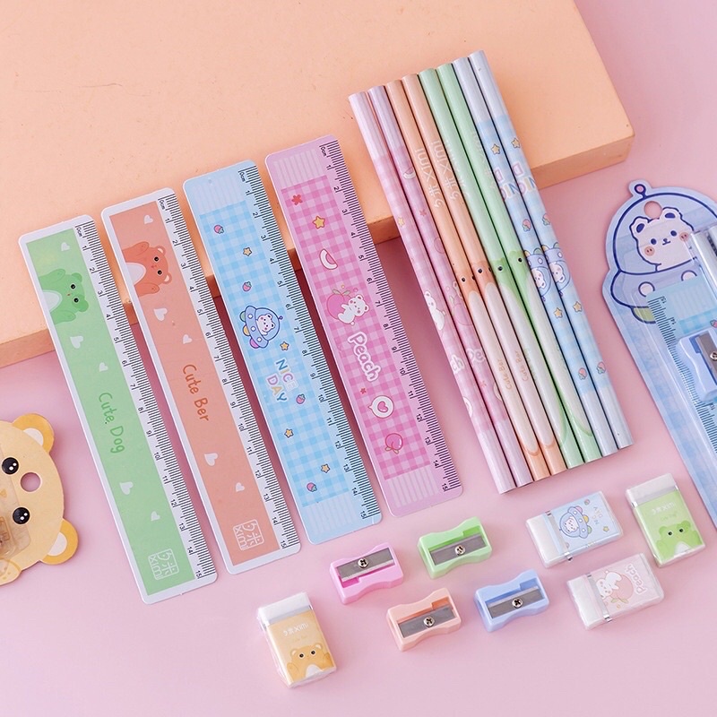 READY STOCK BISA COD PAKET ALAT TULIS LENGKAP FANCY UNIK KAWAII PENSIL PENGHAPUS PENGGARIS RAUTAN ANAK SEKOLAH LUCU KARAKTER KARTUN HEWAN GEMOY VIRAL