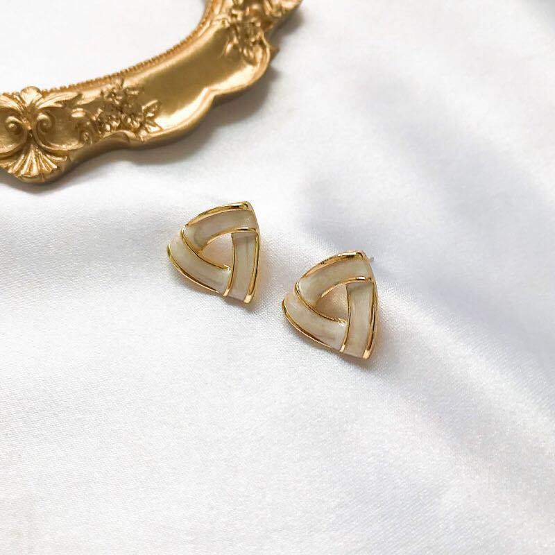 Anting S925 silver needle Bentuk Segitiga Geometris Serbaguna