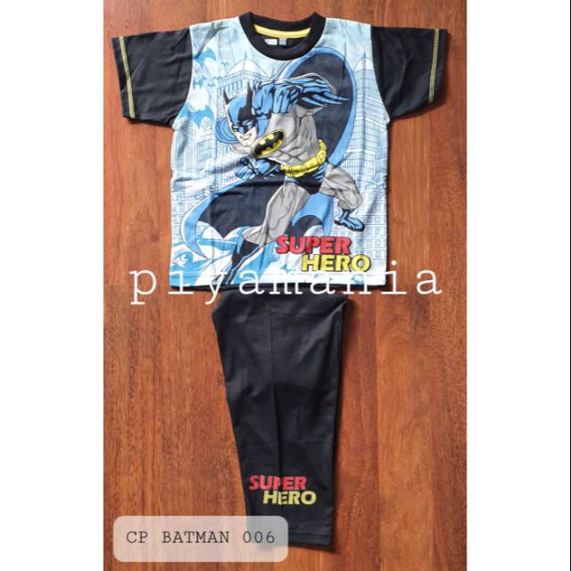 baju tidur babydoll piyama anak anneclaire lengan pendek celana panjang batman
