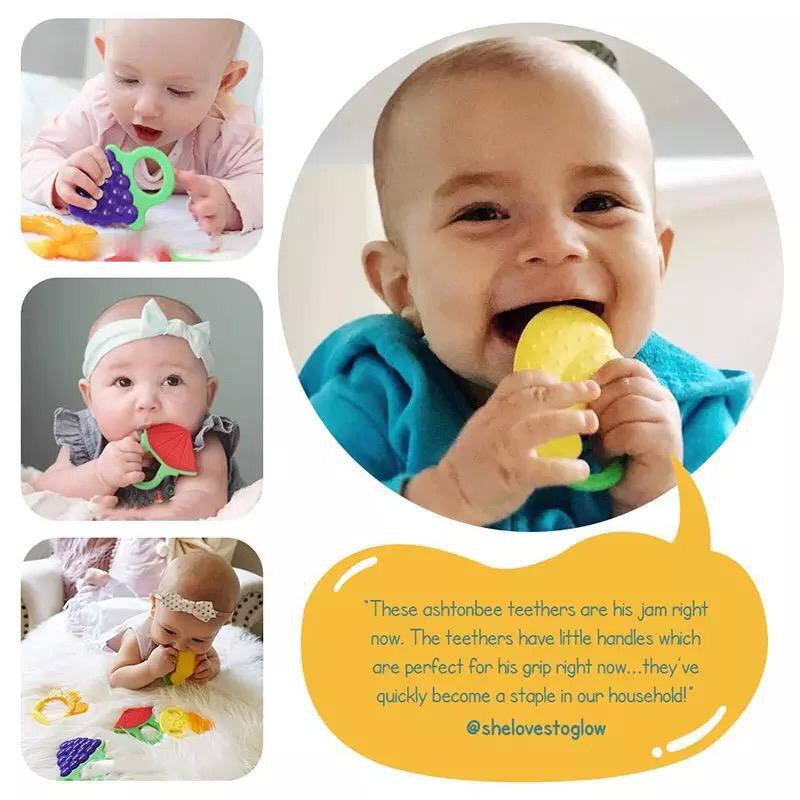 Baby Fruit Teether Gigitan Bayi Bentuk Buah Bahan Silikon Mainan Bayi Bentuk Buah