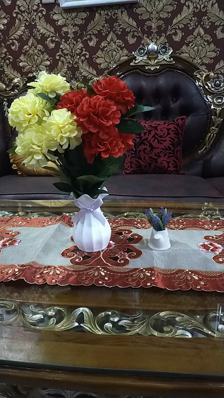 Taplak Meja Tamu Bordir Organdi Kaca Premium 40x90cm Lili Maroon