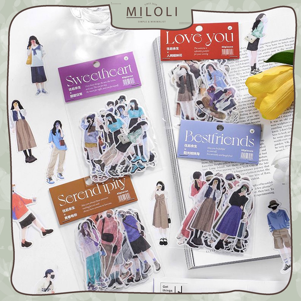 

[MILOLI] 40 Pcs GIRL & BOY OOTD Deco Aesthetic Sticker Planner DIY Scrapbook - B0333