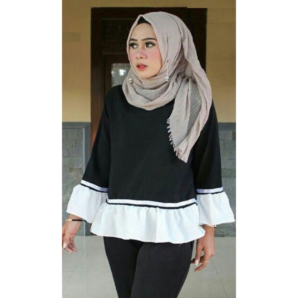 HOPYLOVY - Blouse Atasan Wanita bahan Katun Leza