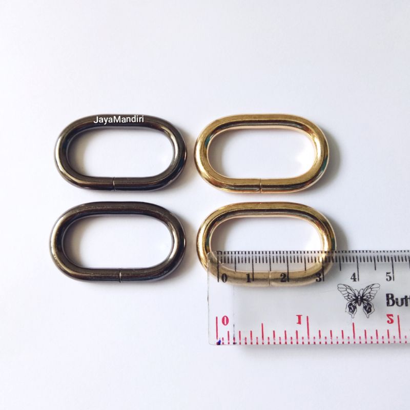 Aksesoris Tas Ring Oval Tebal uk 3cm (per 12pcs) Warna Black Nikel dan Light gold