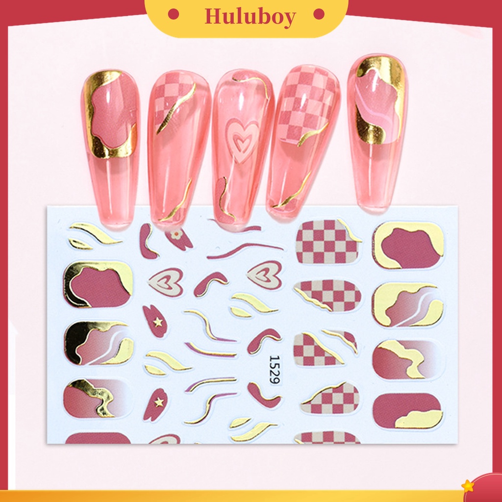 Huluboy Huluboy♡ Stiker Kuku Efek Glitter 3D Ultra Tipis Untuk Manicure