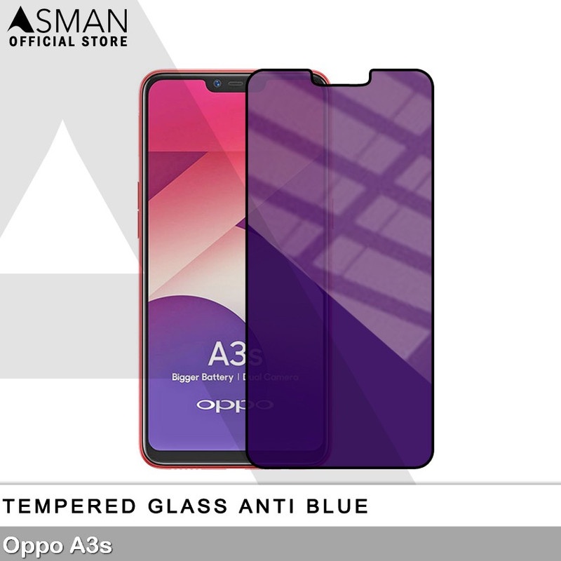 Tempered Glass Blue Light Full Lem OPPO A3s Anti Radiasi