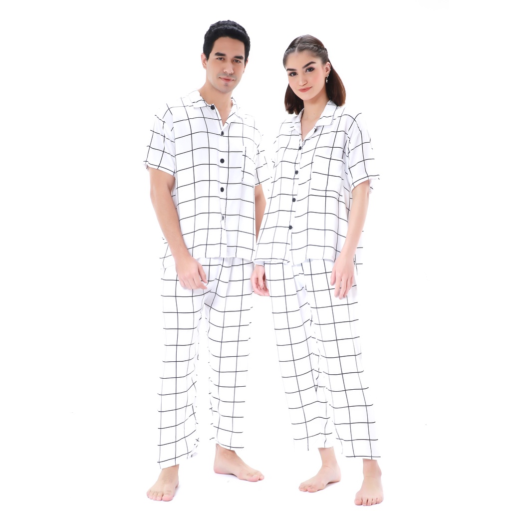 Zavyn Setelan Piyama Couple Rayon Setelan Kemeja Motif Premium