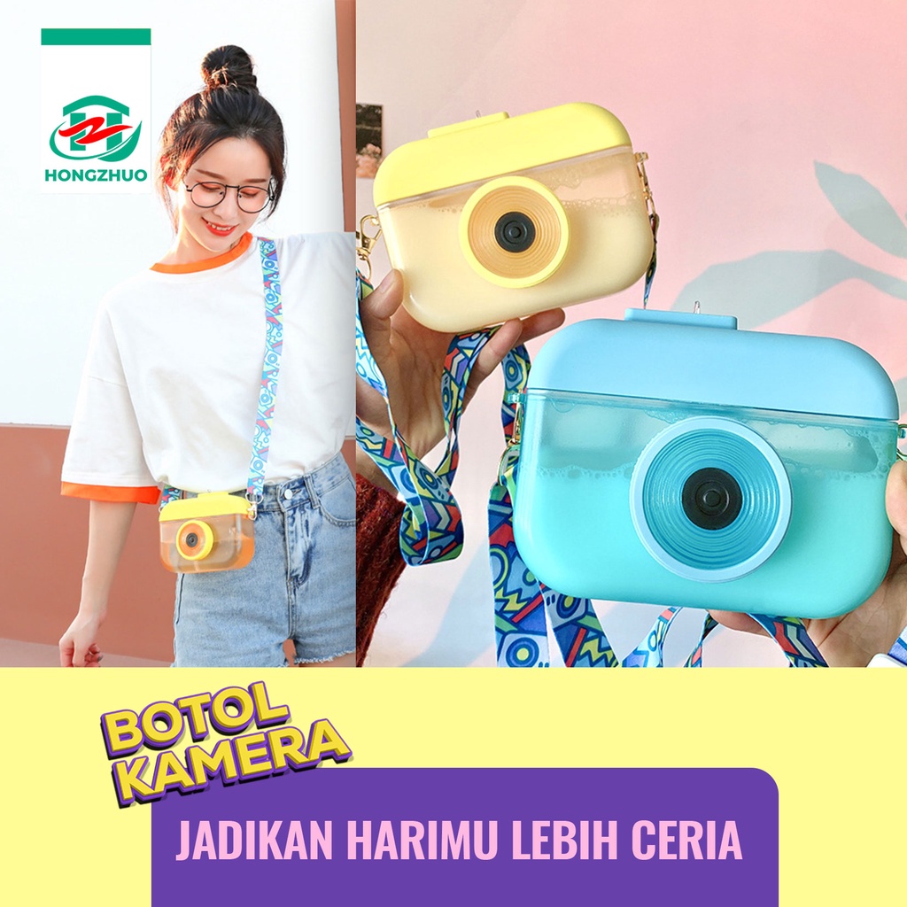 Hongzhuo Camera Bottle / Botol Kamera Unik / Botol Minum Anak Free Sticker Karakter 400ml BPA FREE-5