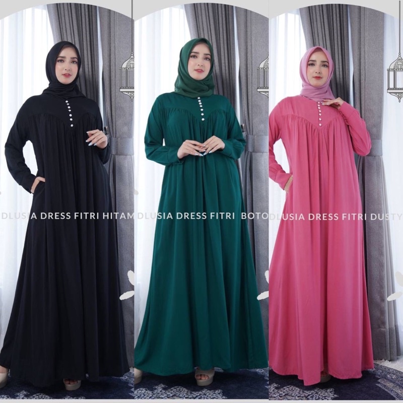 Daster Arab Dlusia FITRI Maxi Dress Rayon premium Gamis Syar'i